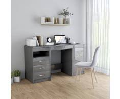 vidaXL Escritorio de aglomerado gris brillante 140x50x76 cm