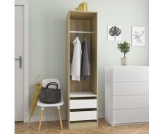 vidaXL Armario con cajones aglomerado blanco y Sonoma 50x50x200 cm