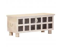 vidaXL Caja de almacenaje madera maciza de acacia 110x40x45 cm blanco