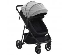 vidaXL Cochecito/Silla de bebé 2 en 1 acero gris y negro