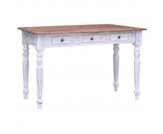 vidaXL Escritorio con cajones de madera reciclada blanco 117x57x75 cm