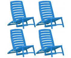 vidaXL Silla de playa plegable de plástico 4 unidades azul