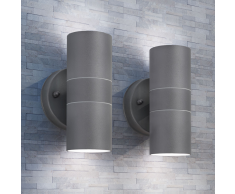 vidaXL Lámpara de pared exterior 2 uds acero ascendente/descendente