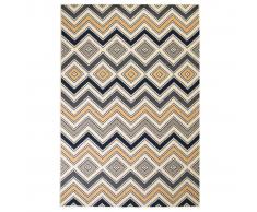 vidaXL Alfombra moderna estampado zigzag marrón/negro/azul 180x280 cm
