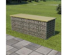 vidaXL Banco gaviones 120 cm acero galvanizado y madera pino FSC