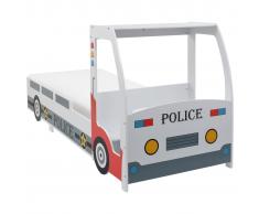 vidaXL Cama infantil coche de policía colchón viscoelástico 90x200 cm