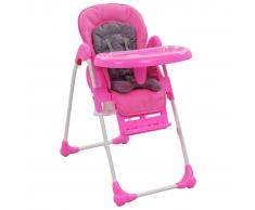 vidaXL Trona de bebé rosa y gris