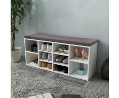 vidaXL Zapatero blanco en forma de banco con 10 compartimentos