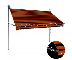 vidaXL Toldo manual retráctil con LED naranja y marrón 250 cm