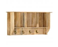 vidaXL Perchero de pared de madera maciza de mango 70x20x36 cm