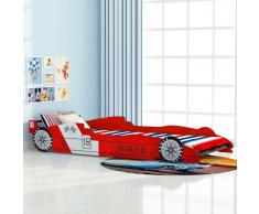 vidaXL Cama con forma de coche de carreras para niños 90x200 cm roja