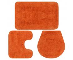 vidaXL Conjunto de alfombrillas de baño de tela 3 piezas naranja