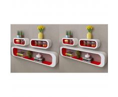 vidaXL Estanterías de cubos para pared 6 unidades blanco y rojo