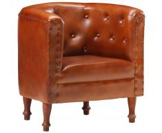 vidaXL Sillón diseño de cubo cuero auténtico marrón