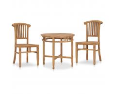 vidaXL Conjunto de comedor de jardín 3 piezas madera maciza de teca