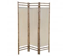 vidaXL Biombo plegable con 3 paneles 120 cm bambú lona