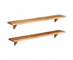 vidaXL Estantes de pared 2 uds. 120x20x16 cm madera maciza de acacia