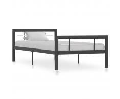 vidaXL Estructura de cama de metal gris y blanco 90x200 cm
