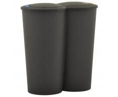 vidaXL Cubo de basura doble negro 50 L
