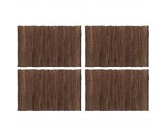 vidaXL Manteles individuales 4 uds Chindi liso algodón marrón 30x45 cm