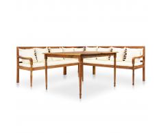 vidaXL Juego muebles de jardín 4 piezas y cojines madera maciza acacia