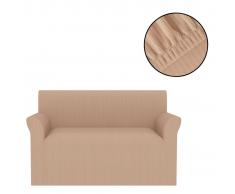 vidaXL Funda elástica para sofá beige franja ancha