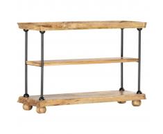 vidaXL Estantería 2 niveles madera maciza mango y acero 110x35x75 cm
