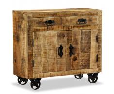 vidaXL Cómoda con 2 cajones y 1 armario de madera rugosa de mango