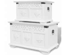 vidaXL Set de baúles de almacenamiento 2 unidades blanco