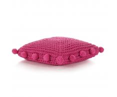 vidaXL Cojín cuadrado de suelo algodón tejido 50x50 cm rosa
