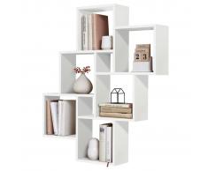 FMD Estantería de pared con 8 compartimentos blanca