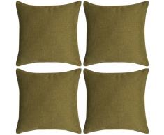 vidaXL Fundas de cojines 4 uds apariencia de lino verde 40x40 cm