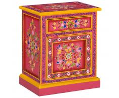 vidaXL Mesita de noche madera maciza mango rosa pintada a mano