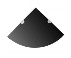 vidaXL Estantes esquina 2 uds soportes cromados vidrio negro 25x25 cm