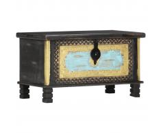 vidaXL Baúl de almacenamiento madera de mango negro 80x40x45 cm