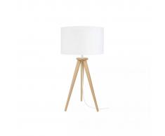 miliboo Lámpara de mesa diseño trípode madera natural
