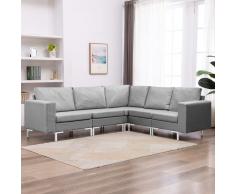 vidaXL Conjunto de sofás de 5 piezas tela gris claro