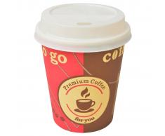 vidaXL Vasos desechables con tapa de café 1000 uds papel 240 ml 8 oz