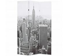 vidaXL Biombo divisor plegable 120x170 cm Nueva York blanco y negro
