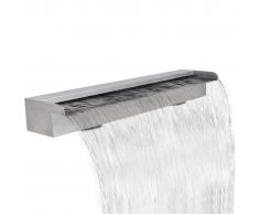vidaXL Fuente cascada rectangular piscina acero inoxidable 90 cm