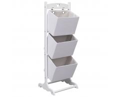 vidaXL Cesta de almacenaje de 3 piezas madera blanco 35x35x102 cm