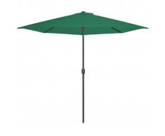 vidaXL Sombrilla de balcón semicircular palo aluminio verde 300x150cm