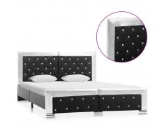 vidaXL Estructura de cama de cuero sintético negro 140x200 cm