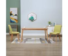 vidaXL Sillas de comedor 2 uds tela verde y madera maciza de roble