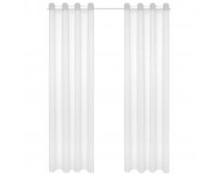 vidaXL Visillo de tela apariencia de lino 2 piezas blanco 140x225 cm