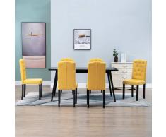 vidaXL Sillas de comedor 6 unidades de tela amarilla