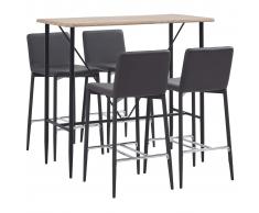 vidaXL Juego de mesa alta y taburetes 5 piezas cuero sintético gris