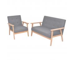 vidaXL Juego de sofás de 2 piezas de tela gris claro