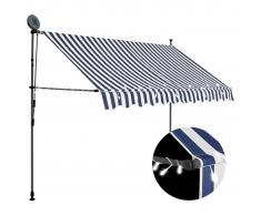 vidaXL Toldo manual retráctil con LED azul y blanco 250 cm