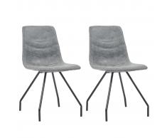 vidaXL Sillas de comedor 2 unidades cuero sintético gris oscuro
